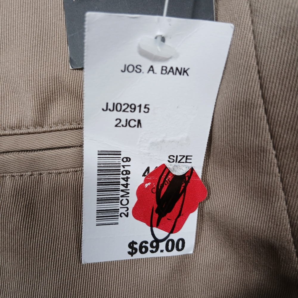 Jos A Bank Traveler Pants Men 44x29 Khaki Cotton Wrinkle Water‎ Resistant NWT - Picture 7 of 9